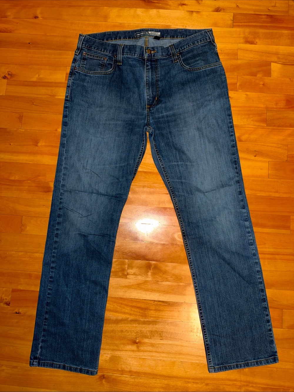 Carhartt Rugged Flex Jeans Mens 36x32 Relaxed Fit 5 Pocket Blue Denim 102804